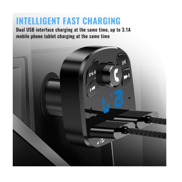 Automobilinis FM Moduliatorius / Laisvų Rankų Įranga / Bluetooth / USB / SD / 3.1A PRO