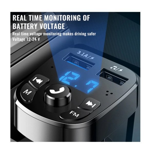 Automobilinis FM Moduliatorius / Laisvų Rankų Įranga / Bluetooth / USB / SD / 3.1A PRO