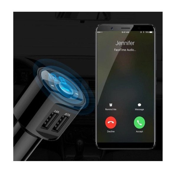 Automobilinis FM Moduliatorius / Laisvų Rankų Įranga / Bluetooth / USB / Apvalus