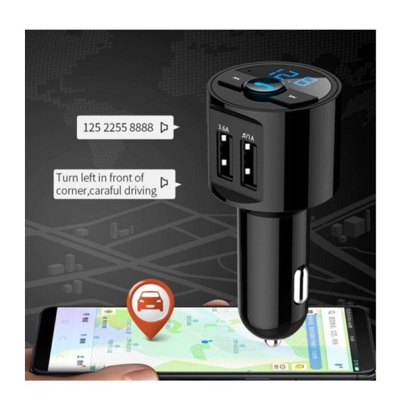 Automobilinis FM Moduliatorius / Laisvų Rankų Įranga / Bluetooth / USB / Apvalus