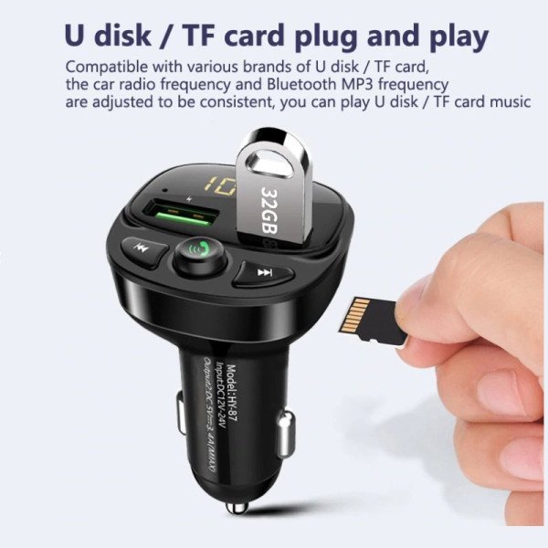 Automobilinis FM Moduliatorius / Laisvų Rankų Įranga / Bluetooth / USB / TF / 3.1A PRO