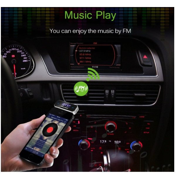 Mini AUX FM Moduliatorius 3.5mm MP3