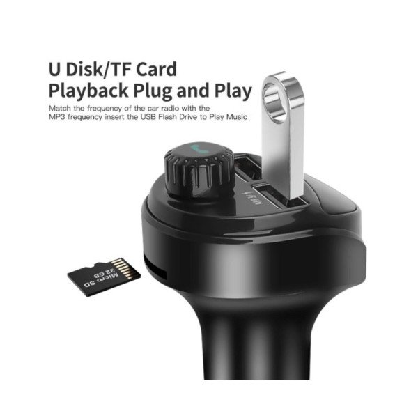 Automobilinis FM Moduliatorius / Laisvų Rankų Įranga / Bluetooth / USB / SD / 3.4A PRO