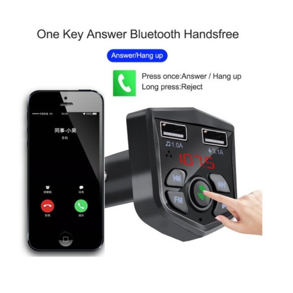 Automobilinis FM Moduliatorius / Laisvų Rankų Įranga / Bluetooth / USB / TF / 3.1A