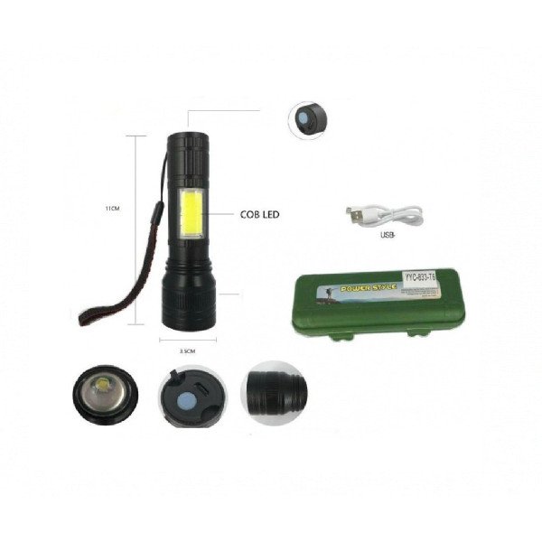 LED Žibintuvėlis T6 600LM 2000mAh Pakraunamas Reguliuojamas Spindulys