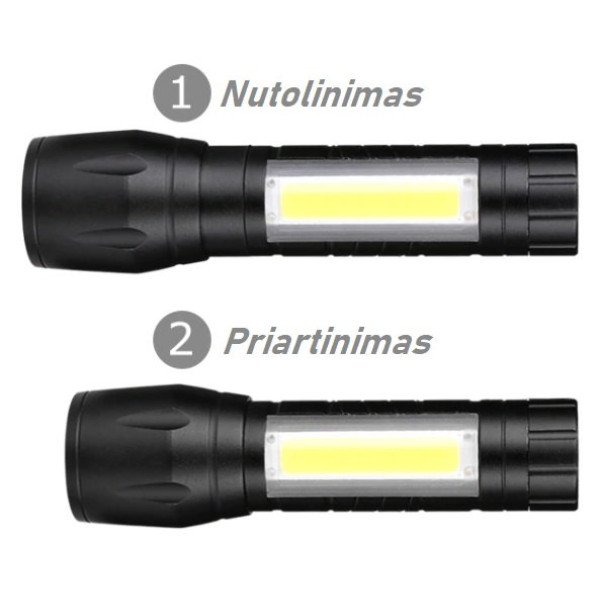 Mini LED Žibintuvėlis 3800LM, Reguliuojamas Spindulys