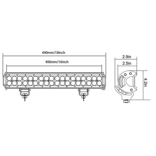 LED BAR Žibintas 108W 12-24V COMBO 44cm