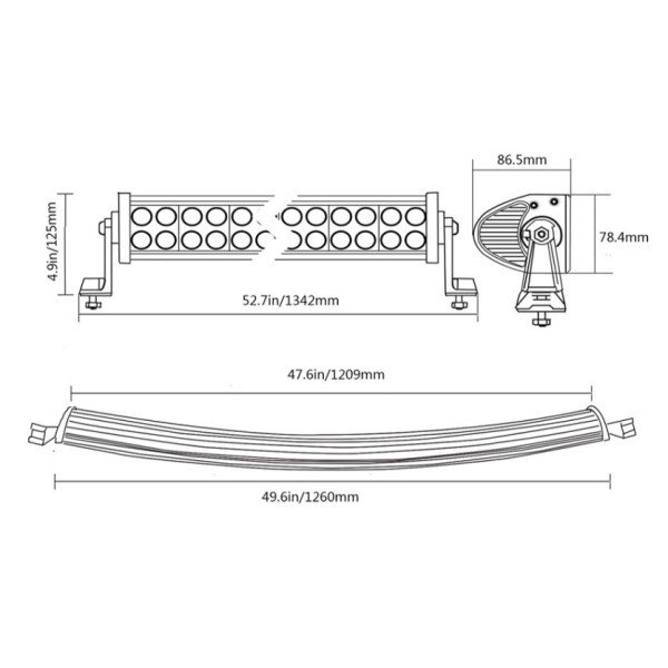 LED BAR Žibintas Lenktas 240W 12-24V COMBO 107cm