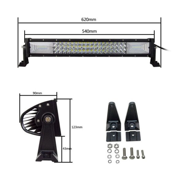 LED BAR Žibintas 270W Lenktas  12-24V COMBO 54cm