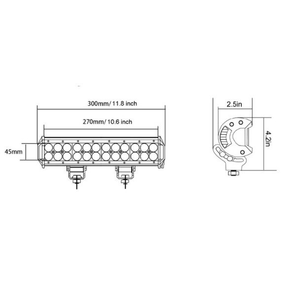 LED BAR Žibintas 72W 12-24V COMBO 30cm