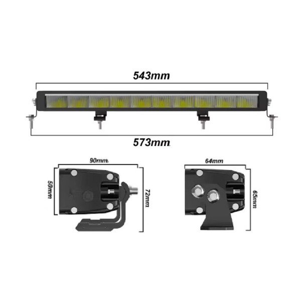 LED BAR Žibintas 100W SLIM DRL Sertifikuotas ( E9 HR PL R112 ) COMBO 55CM