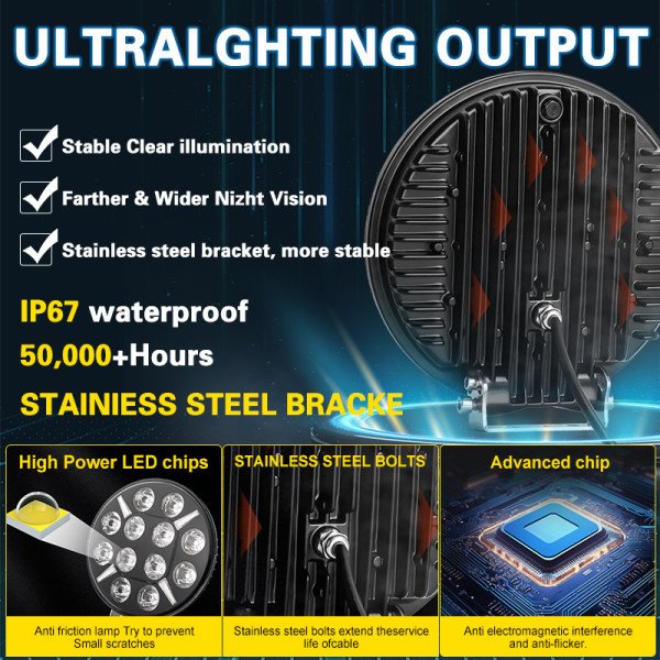 LED darbo žibintas 120W 12000LM DRL Sertifikuotas ( E9 HR PL R112 )