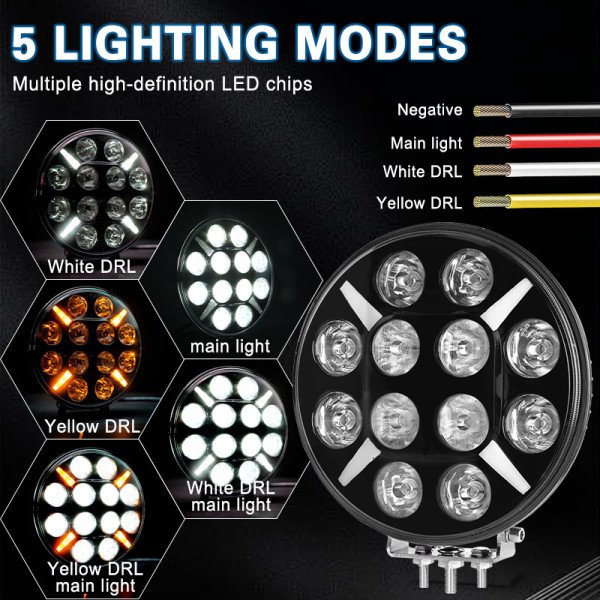 LED darbo žibintas 120W 12000LM DRL Sertifikuotas ( E9 HR PL R112 )