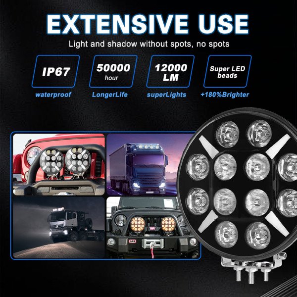LED darbo žibintas 120W 12000LM DRL Sertifikuotas ( E9 HR PL R112 )