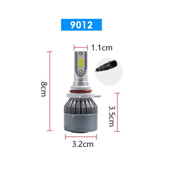 HIR2 / 9012 COB LED lemputės 12-24V, 36W priekiniams žibintams
