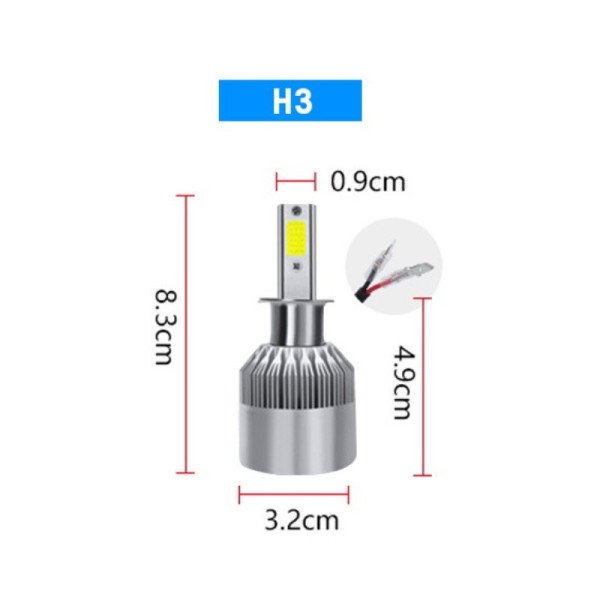 H3 COB LED lemputės 12-24V, 36W priekiniams žibintams