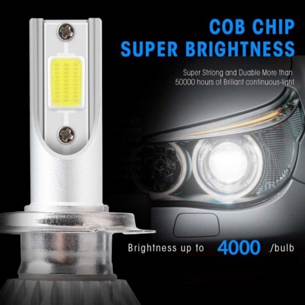 H4 COB LED lemputės 12-24V, 36W priekiniams žibintams