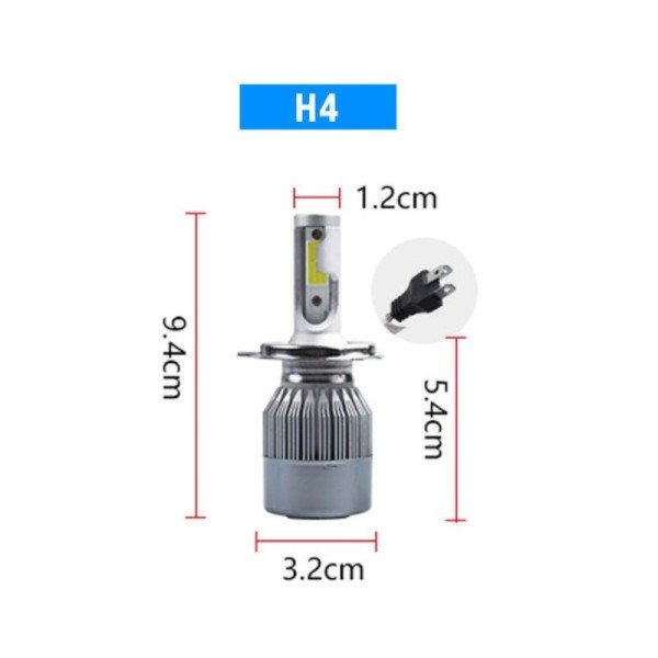 H4 COB LED lemputės 12-24V, 36W priekiniams žibintams