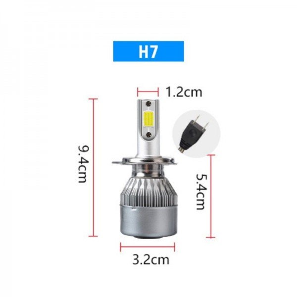 H7 COB LED lemputės 12-24V, 36W priekiniams žibintams