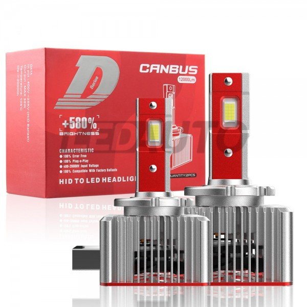 D1S/D1R LED +580% Lemputės 12000LM CANBUS 12-24V, 35W priekiniams žibintams