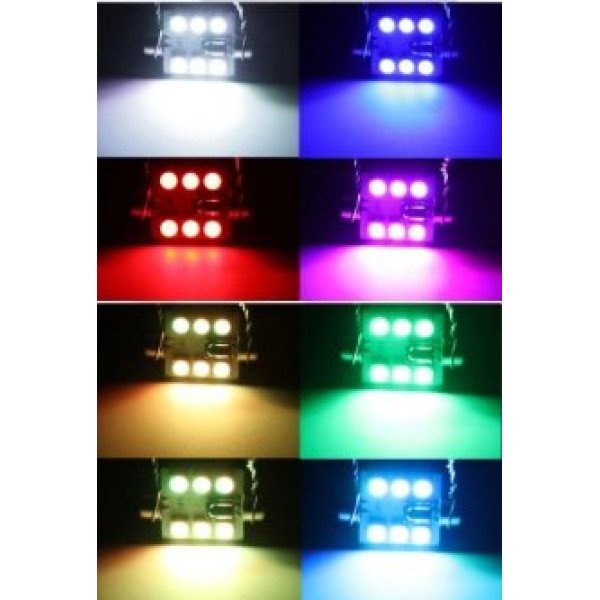 RGB C5W, 6 SMD - 12v led lempučių komplektas