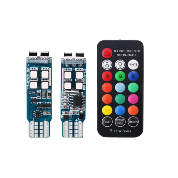 RGB T10 10 SMD - 12v led lempučių komplektas