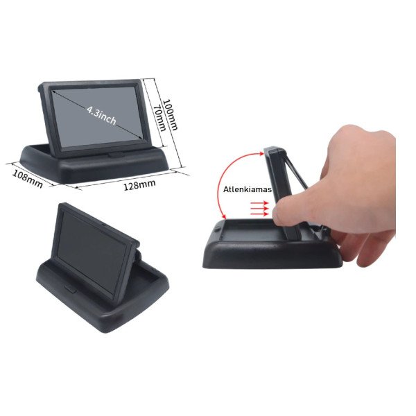 Automobilinis LCD monitorius 4.3" atlenkiamas