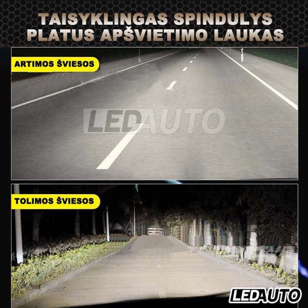 HB3 / 9005 LED +350% Lemputės 8000LM CANBUS 12-24V, 50W priekiniams žibintams